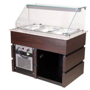Хладилен Gastro Buffet със стъклена надстройка, вместимост 3 съда GN 1/1 CMS711