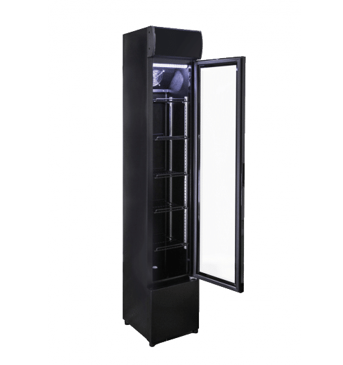 Хладилна витрина вертикална 203 литра с осветително лого CL220 SDCP SLIM BLACK